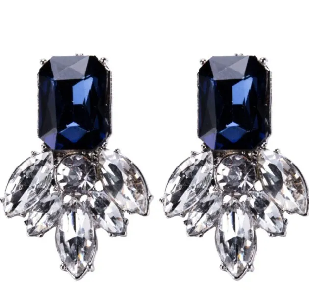 Joyas Pendientes colgantes de diamantes de imitación de cristal azul negro