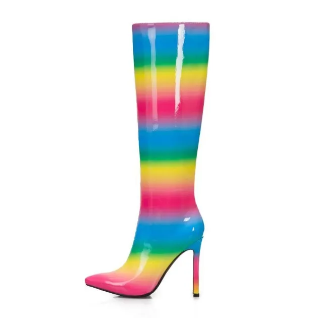 Stiletto hoge laarzen Rainbow Boots schoenen