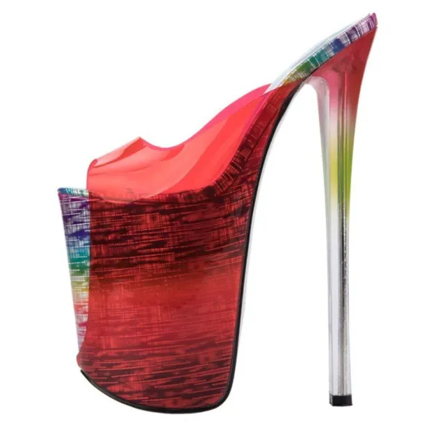 Superhoge stiletto transparante glazen plastic sandalen