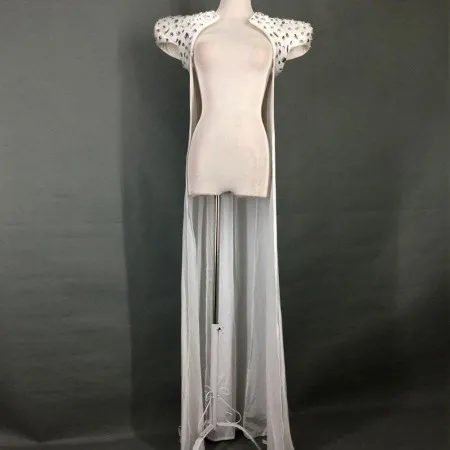 Bar Party Stage Show Shiny Hand Sewn Diamond Cloak Shoulder Cape